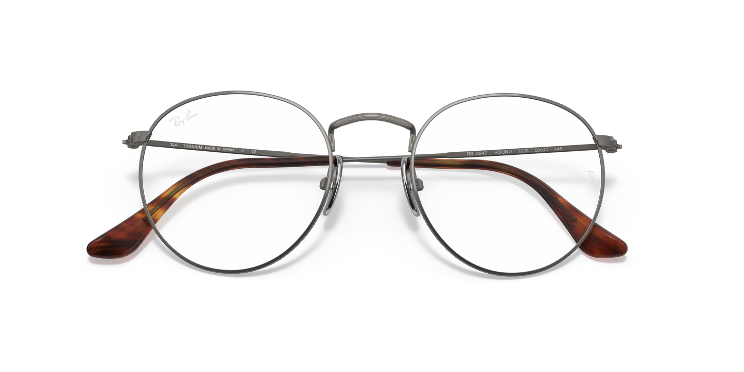 Ray-Ban RB8247V Round Titanium Eyeglasses - Square Titanium Frame