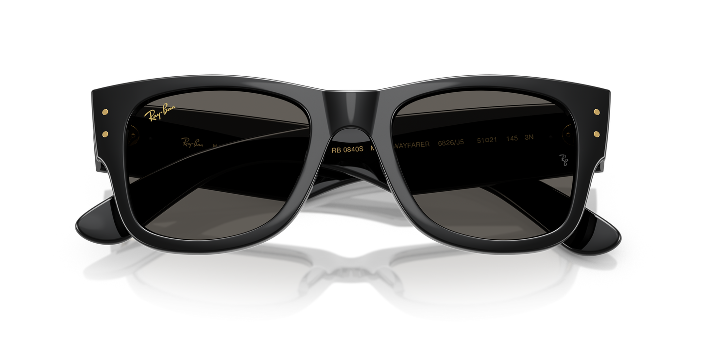 Ray-Ban RB0840S Mega Wayfarer Blacked Out Collection Sunglasses - Square Injected Frame