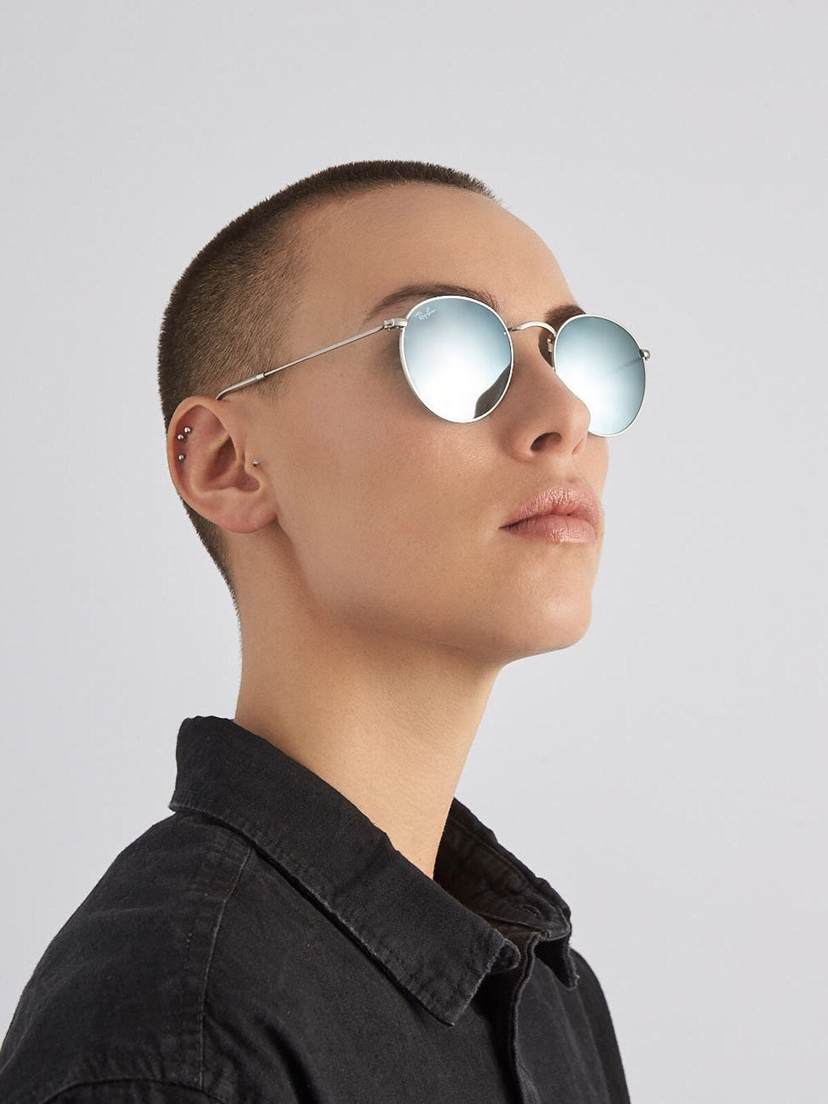 Ray-Ban RB3447 Round Flash Lenses Sunglasses - Metal Frame