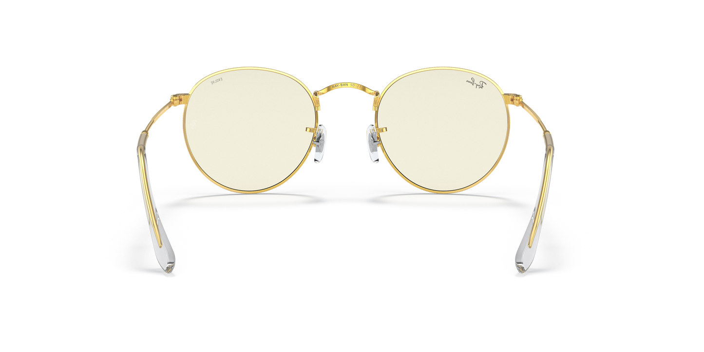 Ray-Ban RB3447 Round Blue-Violet Light Clear Evolve Sunglasses - Metal Frame