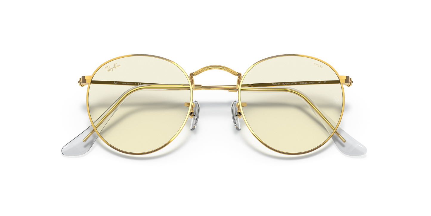Ray-Ban RB3447 Round Blue-Violet Light Clear Evolve Sunglasses - Metal Frame